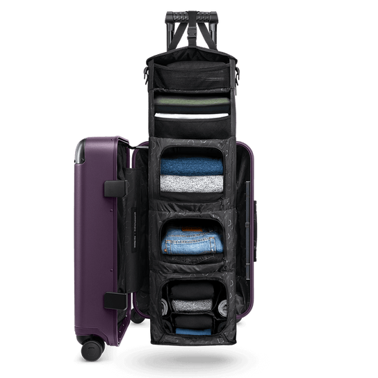 Purple Carry-On Closet Medium — open, spacious organized interior