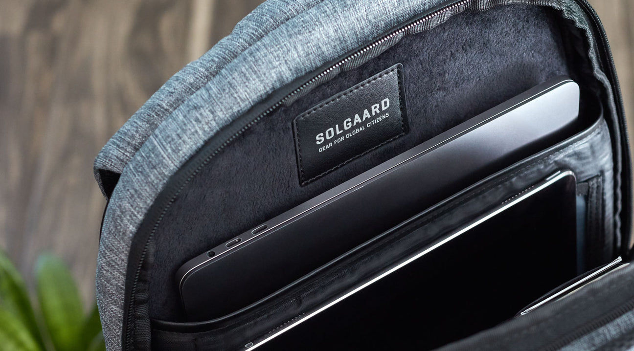 solgaard lifepack lite sustainable backpack with drop proof laptop storage