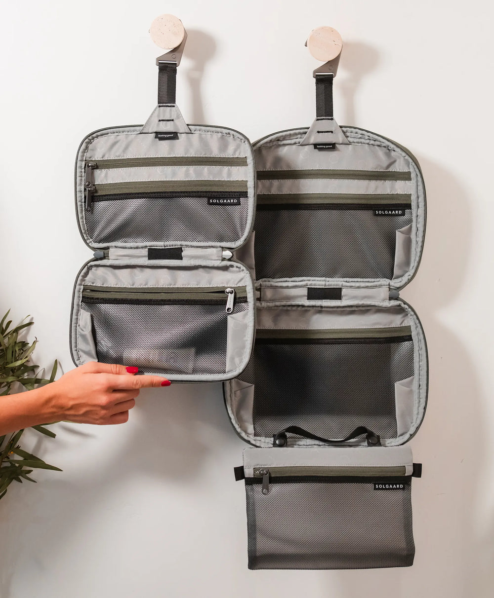 best hanging toiletry travel bag Trio Hanging Toiletry Kit – Solgaard